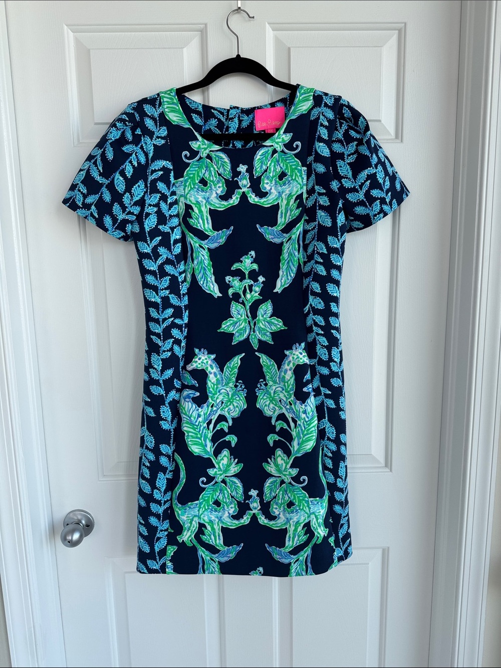 Lilly Pulitzer Navy Dress with Green and Turquoise Floral Print